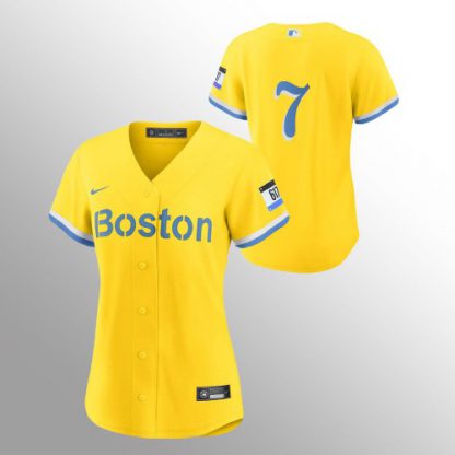Boston Boston Red Sox #7 Masataka Yoshida Women's Nike 2021 City Connect Gold Fans Version MLB Jersey - No Name
