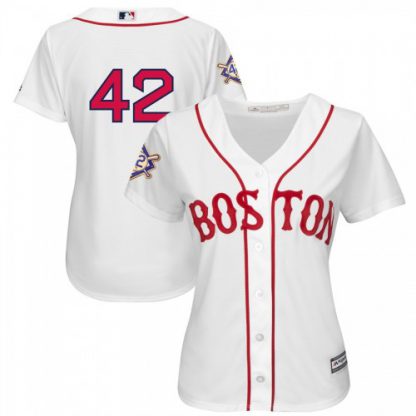Boston Boston Red Sox #42 Majestic Women's 2019 Jackie Robinson Day Official Cool Base Jersey White