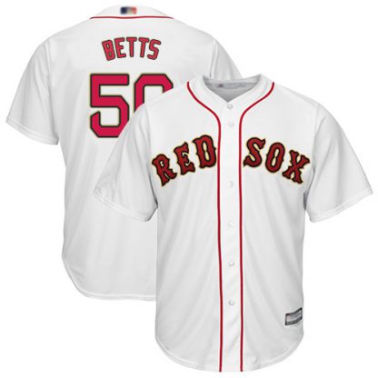 Boston Red Sox #50 Mookie Betts White 2019 Gold Program Cool Base Stitched Youth MLB Jersey