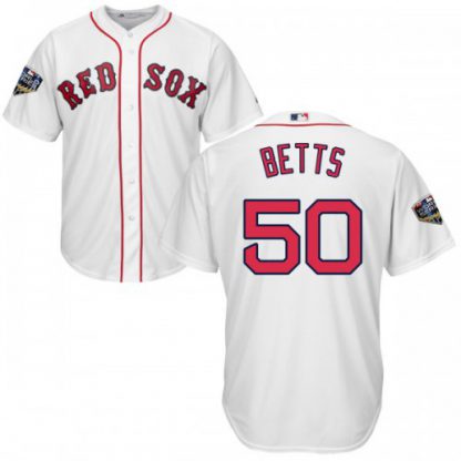 Boston Red Sox #50 Mookie Betts White New Cool Base 2018 World Series Stitched MLB Jersey