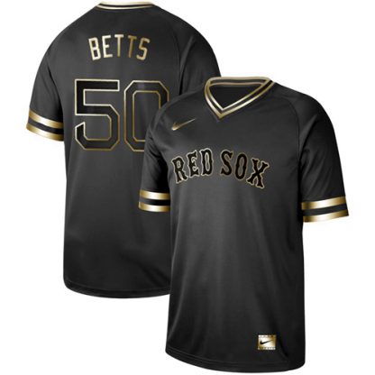 Nike Boston Red Sox #50 Mookie Betts Black Gold Authentic Stitched MLB Jersey