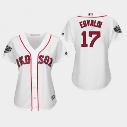 Boston Red Sox #17 Nathan Eovaldi White Home 2018 World Series Women's Stitched MLB Jersey