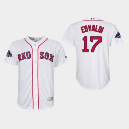 Boston Red Sox #17 Nathan Eovaldi White Cool Base 2018 World Series Champions Stitched Youth MLB Jersey