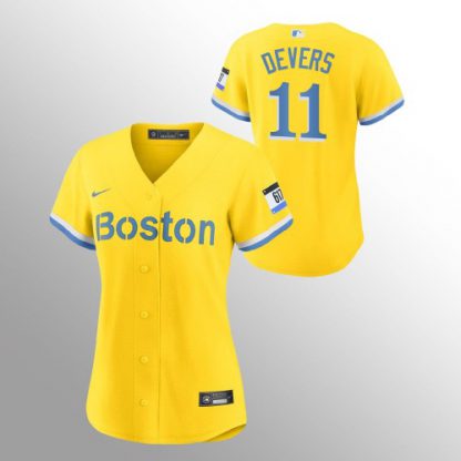 Boston Boston Red Sox #11 Rafael Devers Women's Nike 2021 City Connect Gold Fans Version MLB Jersey