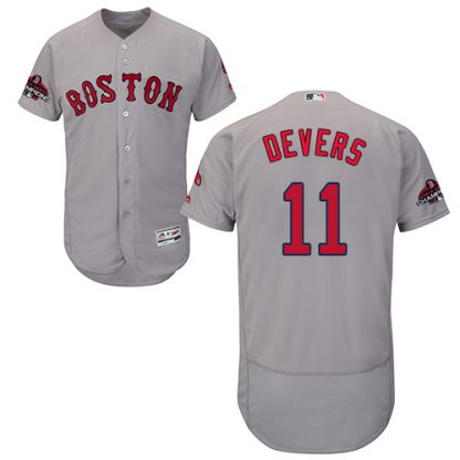 Boston Red Sox #11 Rafael Devers Grey Flexbase Authentic Collection 2018 World Series Champions Stitched MLB Jersey
