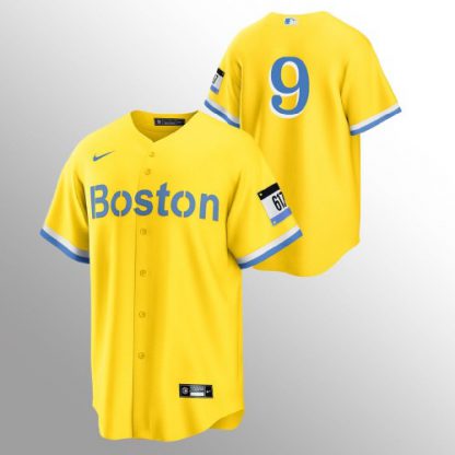 Boston Boston Red Sox #9 Ted Williams Men's Nike 2021 City Connect Gold Fans Version MLB Jersey - No Name