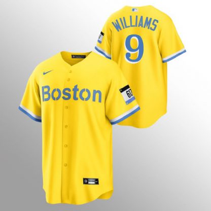 Boston Boston Red Sox #9 Ted Williams Men's Nike 2021 City Connect Gold Fans Version MLB Jersey