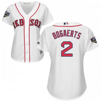 Boston Red Sox #2 Xander Bogaerts White Home 2018 World Series Women's Stitched MLB Jersey