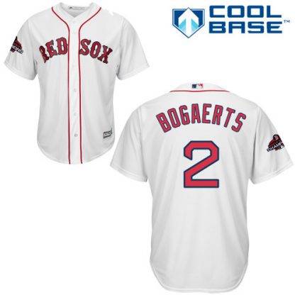 Boston Red Sox #2 Xander Bogaerts White Cool Base 2018 World Series Champions Stitched Youth MLB Jersey