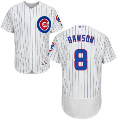 Chicago Cubs #8 Andre Dawson White(Blue Strip) Flexbase Authentic Collection Stitched MLB Jersey