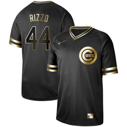 Nike Chicago Cubs #44 Anthony Rizzo Black Gold Authentic Stitched MLB Jersey