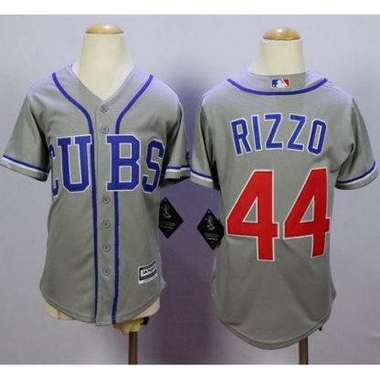 Chicago Cubs #44 Anthony Rizzo Grey Alternate Road Cool Base Stitched Youth MLB Jersey