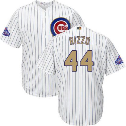 Chicago Cubs #44 Anthony Rizzo White(Blue Strip) 2017 Gold Program Cool Base Stitched Youth MLB Jersey