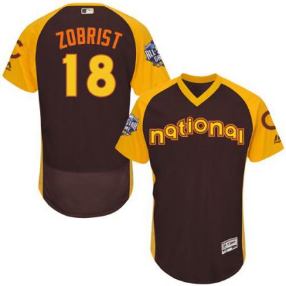 Chicago Cubs #18 Ben Zobrist Brown Flexbase Authentic Collection 2016 All-Star National League Stitched MLB Jersey