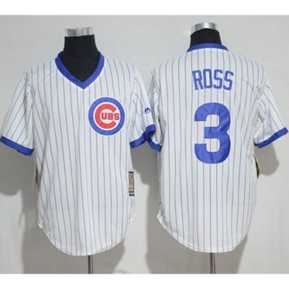 Chicago Cubs #3 David Ross White Strip Home Cooperstown Stitched MLB Jersey