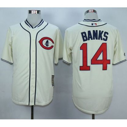 Chicago Cubs #14 Ernie Banks Cream 1929 Turn Back The Clock Stitched MLB Jersey