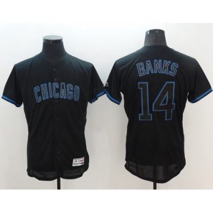 Chicago Cubs #14 Ernie Banks Black Fashion Flexbase Authentic Collection Stitched MLB Jersey