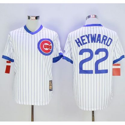 Chicago Cubs #22 Jason Heyward White Strip Home Cooperstown Stitched MLB Jersey