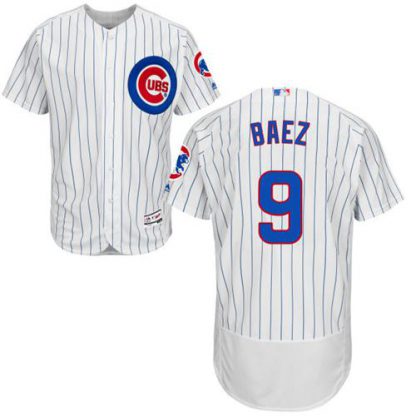 Chicago Cubs #9 Javier Baez White(Blue Strip) Flexbase Authentic Collection Stitched MLB Jersey