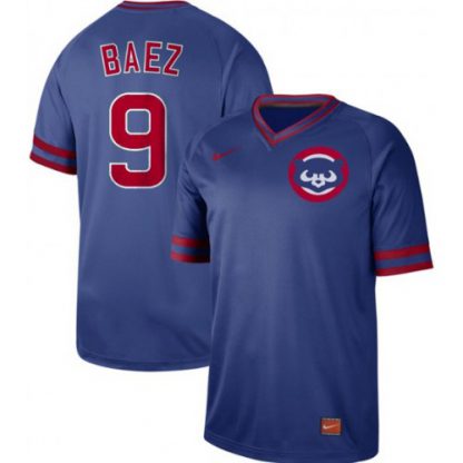 Nike Chicago Cubs #9 Javier Baez Royal Authentic Cooperstown Collection Stitched MLB Jersey