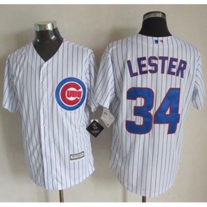 Chicago Cubs #34 Jon Lester White Strip New Cool Base Stitched MLB Jersey