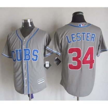 Chicago Cubs #34 Jon Lester Grey Alternate Road New Cool Base Stitched MLB Jersey