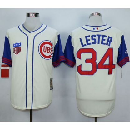 Chicago Cubs #34 Jon Lester Cream 1942 Turn Back The Clock Stitched MLB Jersey
