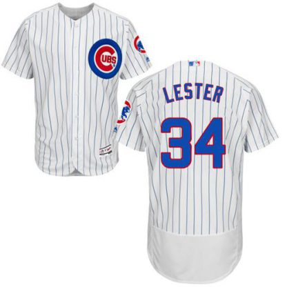 Chicago Cubs #34 Jon Lester White(Blue Strip) Flexbase Authentic Collection Stitched MLB Jersey