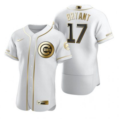 Chicago Chicago Cubs #17 Kris Bryant White Nike Men's Authentic Golden Edition MLB Jersey