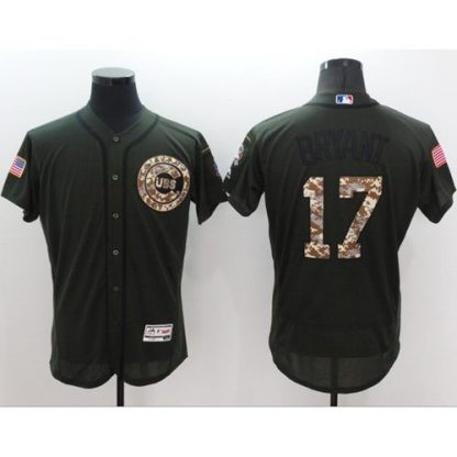 Chicago Cubs #17 Kris Bryant Green Flexbase Authentic Collection Salute to Service Stitched MLB Jersey