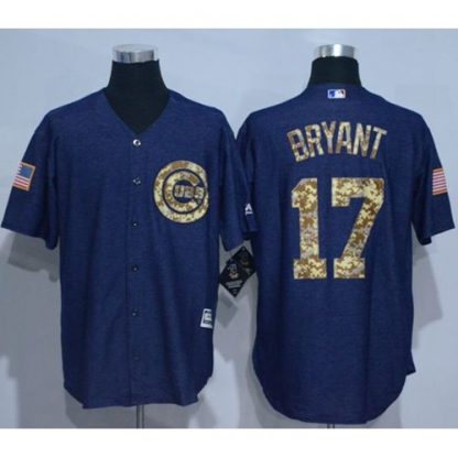 Chicago Cubs #17 Kris Bryant Denim Blue Salute to Service Stitched MLB Jersey