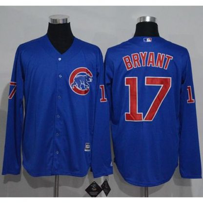 Chicago Cubs #17 Kris Bryant Blue New Cool Base Long Sleeve Stitched MLB Jersey