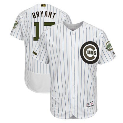 Chicago Cubs #17 Kris Bryant White(Blue Strip) Flexbase Authentic Collection 2018 Memorial Day Stitched MLB Jersey