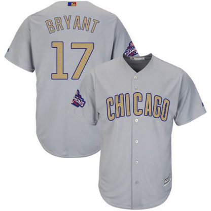 Chicago Cubs #17 Kris Bryant Grey 2017 Gold Program Cool Base Stitched MLB Jersey