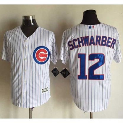Chicago Cubs #12 Kyle Schwarber New White Strip Cool Base Stitched MLB Jersey