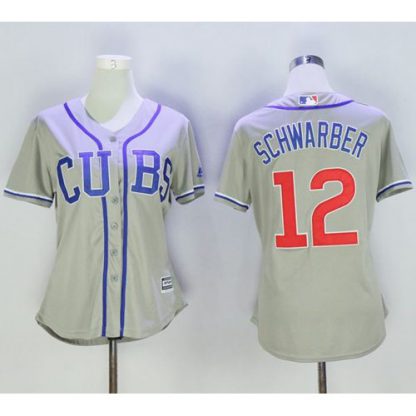 Chicago Cubs #12 Kyle Schwarber Grey Women's Alternate Road Stitched MLB Jersey