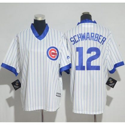 Chicago Cubs #12 Kyle Schwarber White(Blue Strip) Cooperstown Stitched Youth MLB Jersey
