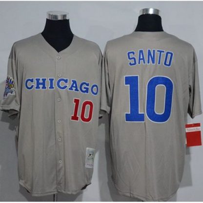 Mitchell And Ness 1990 Chicago Cubs #10 Ron Santo Grey Throwback Stitched MLB Jersey