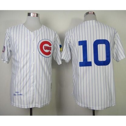 Mitchell and Ness 1969 Chicago Cubs #10 Ron Santo White Throwback Stitched MLB Jersey