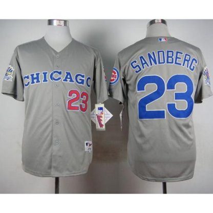 Chicago Cubs #23 Ryne Sandberg Grey 1990 Turn Back The Clock Stitched MLB Jersey
