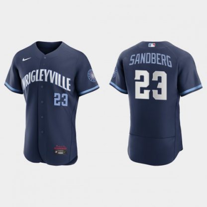 Chicago Chicago Cubs #23 Ryne Sandberg Men's Nike 2021 City Connect Authentic Navy MLB Jersey