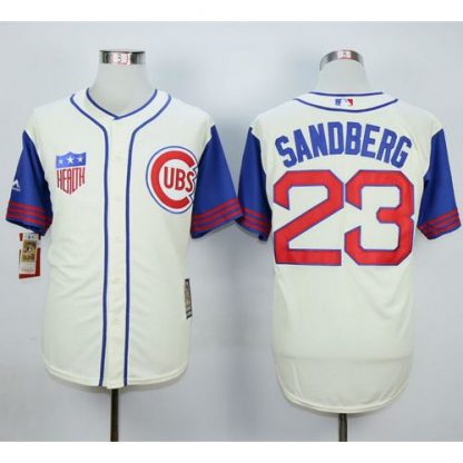 Chicago Cubs #23 Ryne Sandberg Cream/Blue 1942 Turn Back The Clock Stitched MLB Jersey