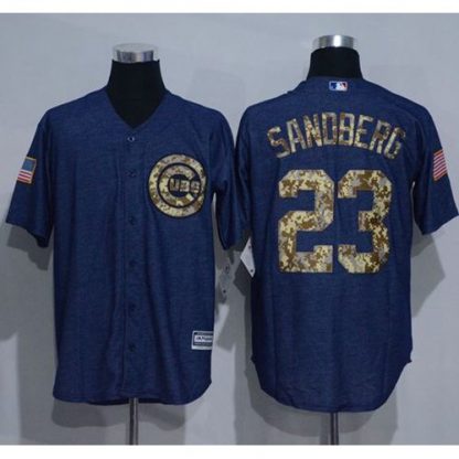 Chicago Cubs #23 Ryne Sandberg Denim Blue Salute to Service Stitched MLB Jersey