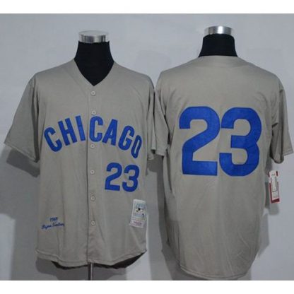 Mitchell And Ness 1969 Chicago Cubs #23 Ryne Sandberg Grey Throwback Stitched MLB Jersey