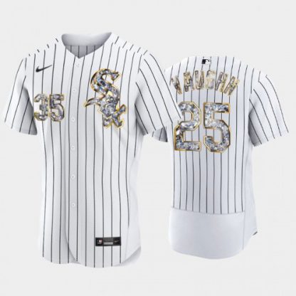 Chicago Chicago White Sox #25 Andrew Vaughn Men's Nike Diamond Edition MLB Jersey - White