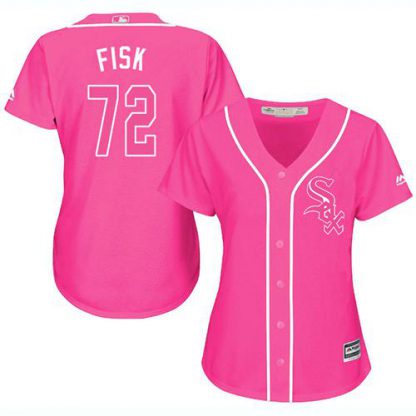 Chicago White Sox #72 Carlton Fisk Pink Fashion Women's Stitched MLB Jersey