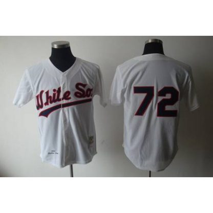 1990 Mitchell and Ness Chicago White Sox #72 Carlton Fisk White Throwback Stitched MLB Jersey