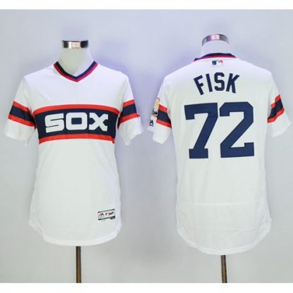 Chicago White Sox #72 Carlton Fisk White Flexbase Authentic Collection Alternate Home Stitched MLB Jersey