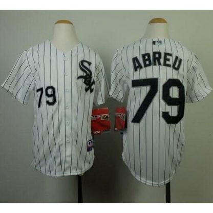 Chicago White Sox #79 Jose Abreu White(Black Strip) Cool Base Stitched Youth MLB Jersey