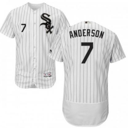 Chicago White Sox #7 Tim Anderson White(Black Strip) Flexbase Authentic Collection Stitched MLB Jersey